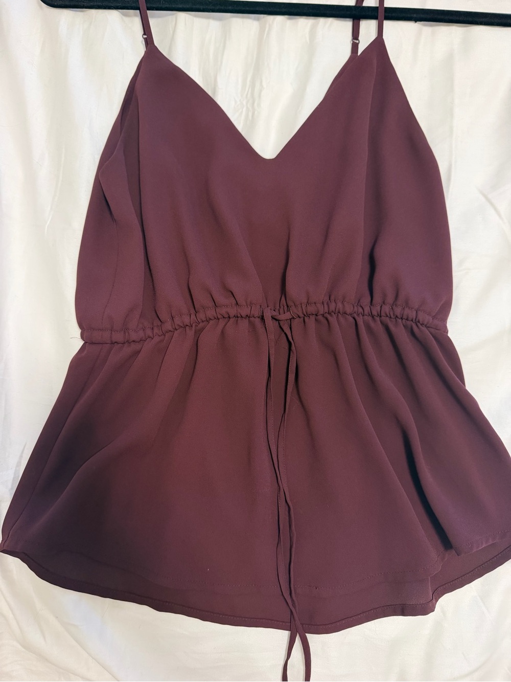 Babaton Burgundy V-Neck Drawstring Tank